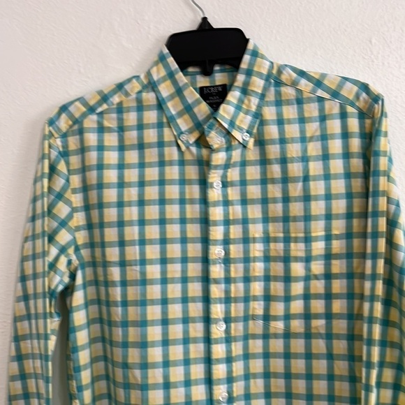 J Crew Yellow White Turquoise Long Sleeve Button Down Oxford Blouse Shirt Size S - Picture 2 of 4
